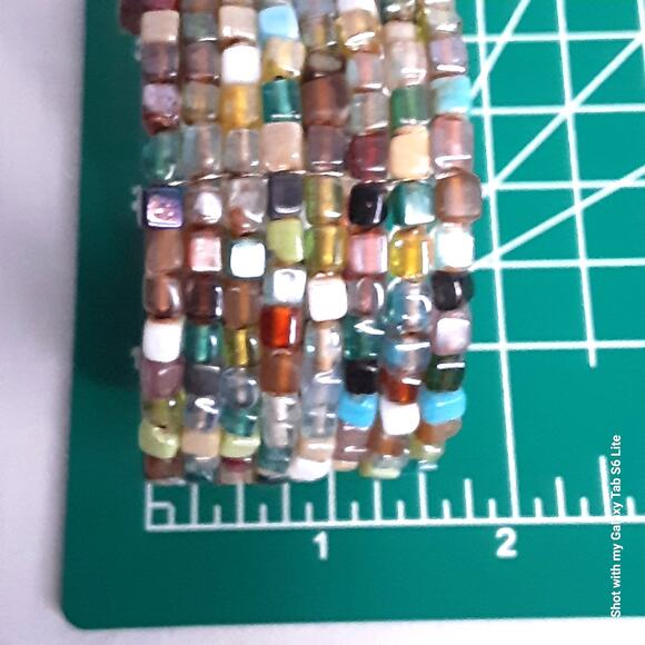 Chunky Cuff Bracelet Multicolor Glass Seed Beads - Picture 8 of 8